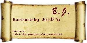 Borsenszky Jolán névjegykártya