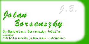 jolan borsenszky business card